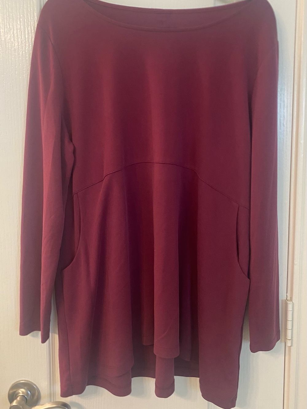 Soft Surroundings Burgundy Long-Sleeve Tunic with Pockets